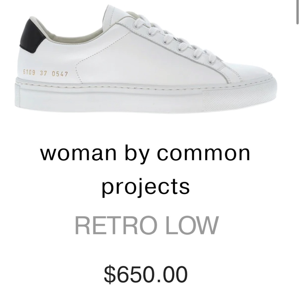 Common Projects White and Black Sneakers - Picture 2 of 10